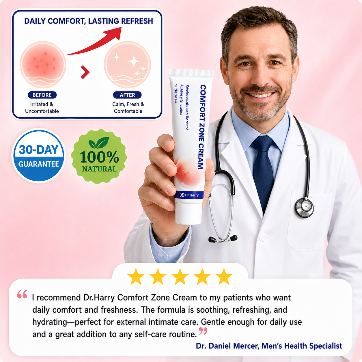 DR. HARRY 03 - Intimate Care Cream with Aloe Vera and Borneol - Gentle Relief and Local Moisturization,