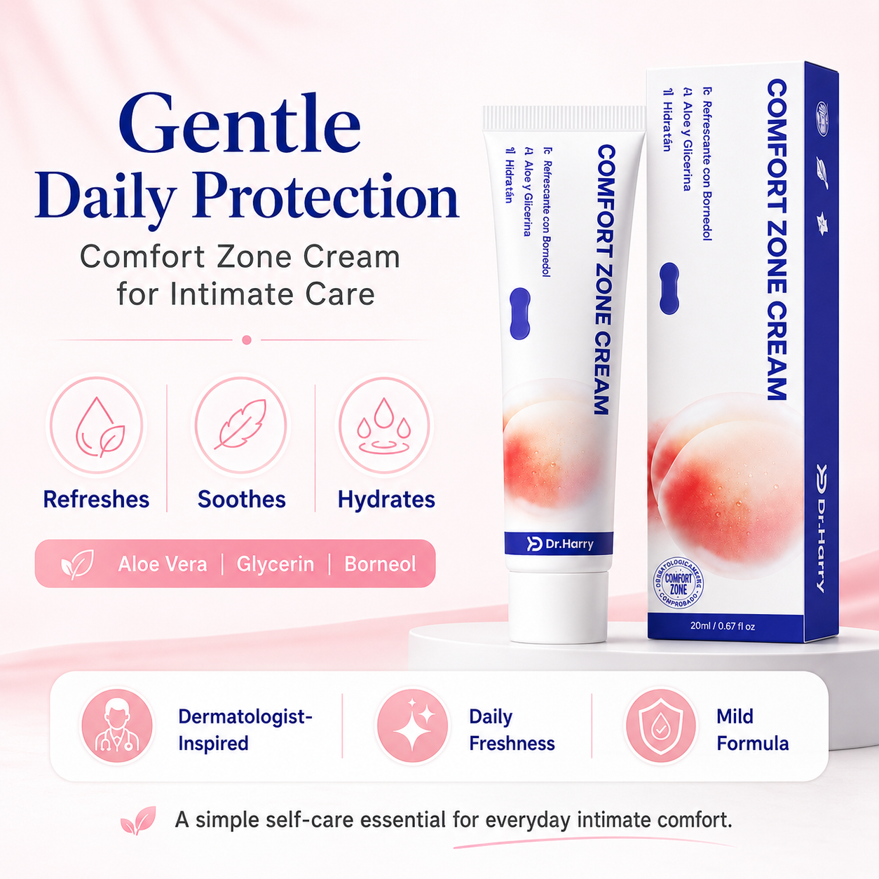 DR. HARRY 03 - Intimate Care Cream with Aloe Vera and Borneol - Gentle Relief and Local Moisturization,