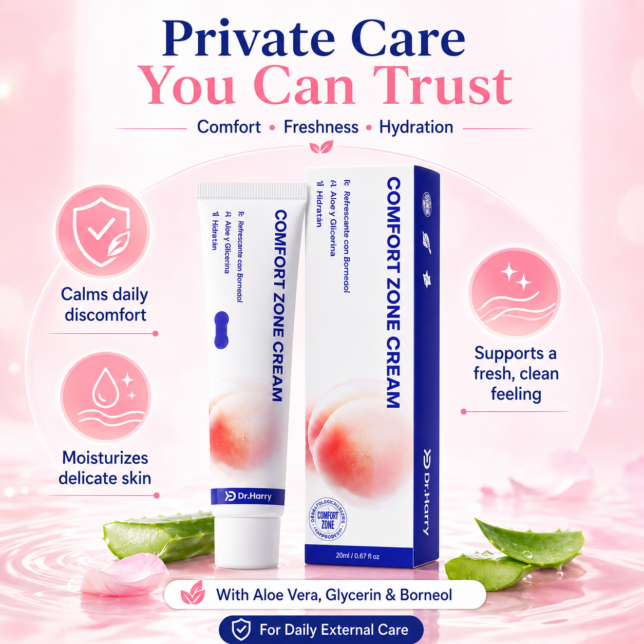 DR. HARRY 03 - Intimate Care Cream with Aloe Vera and Borneol - Gentle Relief and Local Moisturization,
